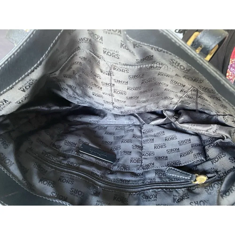 MICHAEL KORS Travel Black Saffiano Leather‎ Tote Handbag